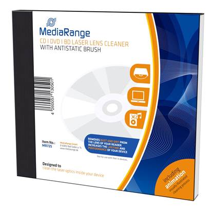 MediaRange CD/DVD/BD Laser Lens Cleaner With antistatic brush