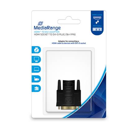 MediaRange HDMI to DVI adapter, gold-plated, HDMI socket/DVI-D plug (18+1 Pin), black (MRCS170)
