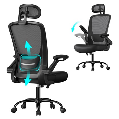 Songmics Εργονομική περιστρεφόμενη καρέκλα γραφείου 62 x 62.4 x 120.4 cm mesh, μαύρη (OBN047B01) (SNGOBN047B01)-SNGOBN047B01