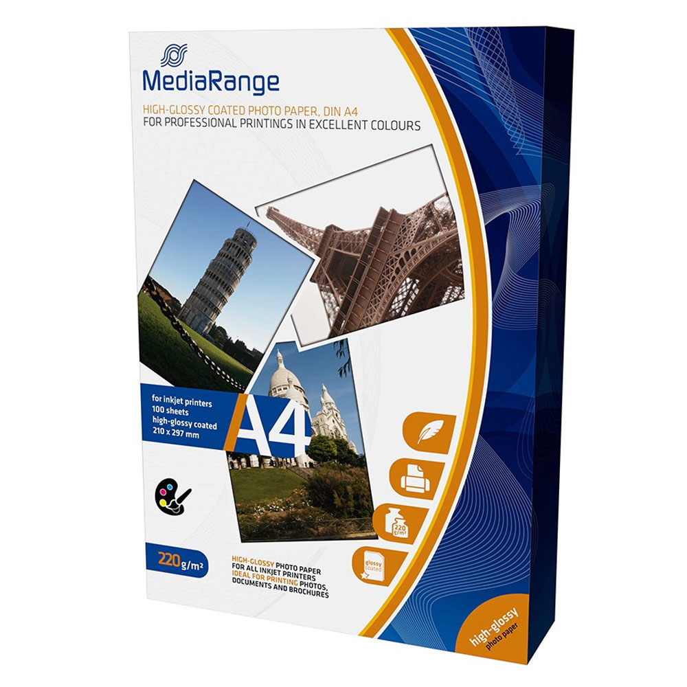 Φωτογραφικό Χαρτί MediaRange για Inkjet Εκτυπωτές A4 High-Glossy 220g/m² 100 Φύλλα (MRINK103) Φωτογραφικό Χαρτί MediaRange για Inkjet Εκτυπωτές A4 High-Glossy 220g/m² 100 Φύλλα (MRINK103)