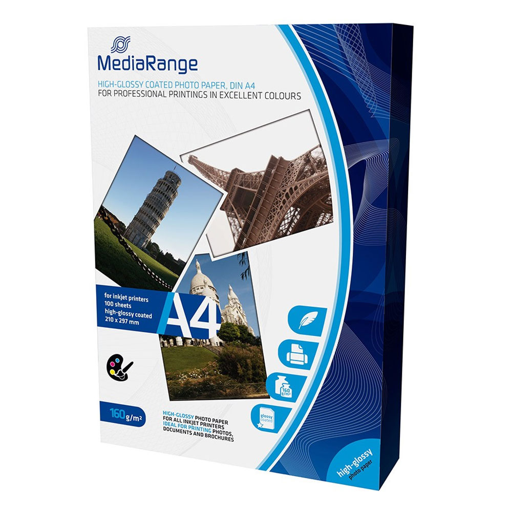 Φωτογραφικό Χαρτί MediaRange για Inkjet Εκτυπωτές Α4 High-Glossy 160g/m² 100 Φύλλα (MRINK105) Φωτογραφικό Χαρτί MediaRange για Inkjet Εκτυπωτές Α4 High-Glossy 160g/m² 100 Φύλλα (MRINK105)