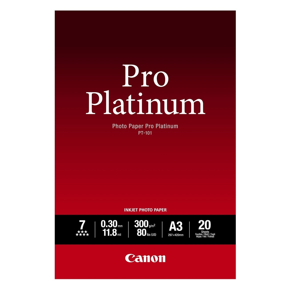 Φωτογραφικό Χαρτί Pro Platinum CANON A3 Glossy 300g/m² 20 Φύλλα (2768B017) (CAN-PT-101A3) Φωτογραφικό Χαρτί Pro Platinum CANON A3 Glossy 300g/m² 20 Φύλλα (2768B017) (CAN-PT-101A3)