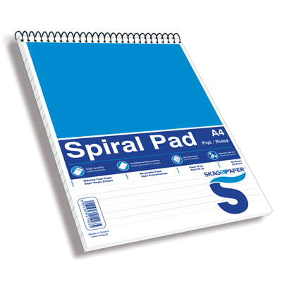 Μπλοκ Σημειώσεων SKAG Α4  Σπιράλ Ριγέ Pad (80 Φύλλα) (SKA235219)
