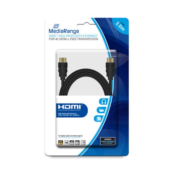 MediaRange HDMI 1.4 Cable HDMI male - HDMI male 3m Μαύρο
