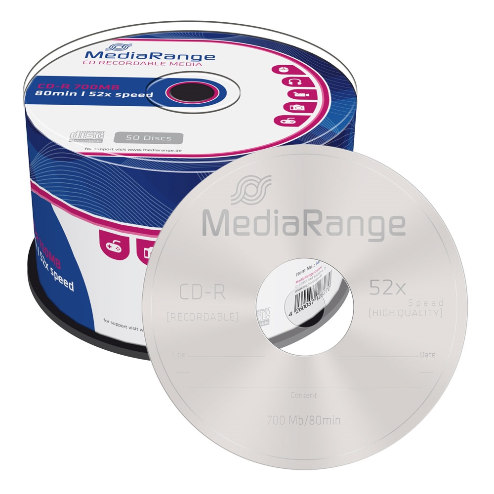 MediaRange Εγγράψιμα CD-R 52x 700MB Cake Box 50τμχ