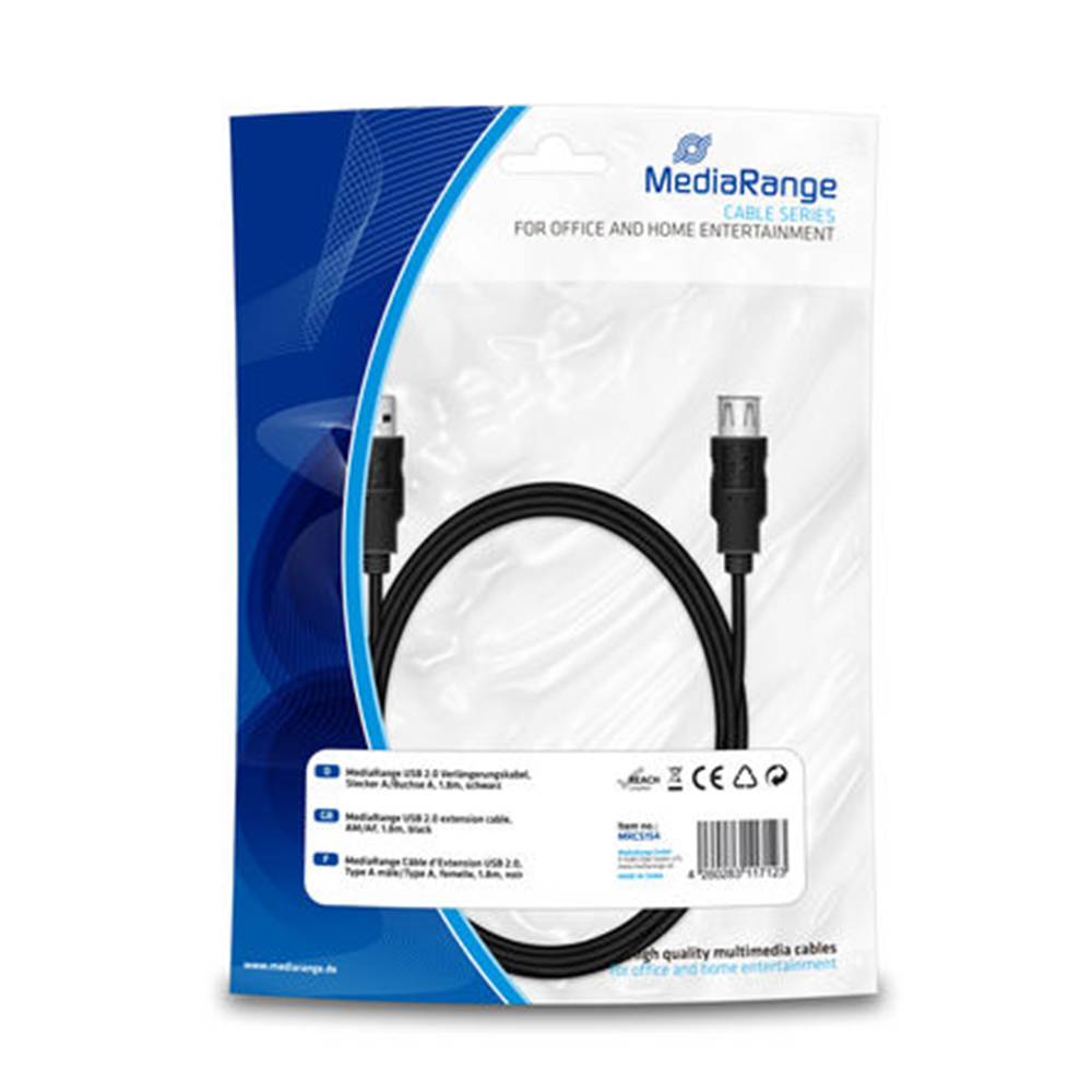 MediaRange USB 2.0 Cable USB-A male - USB-A female 1.8m (MRCS154)