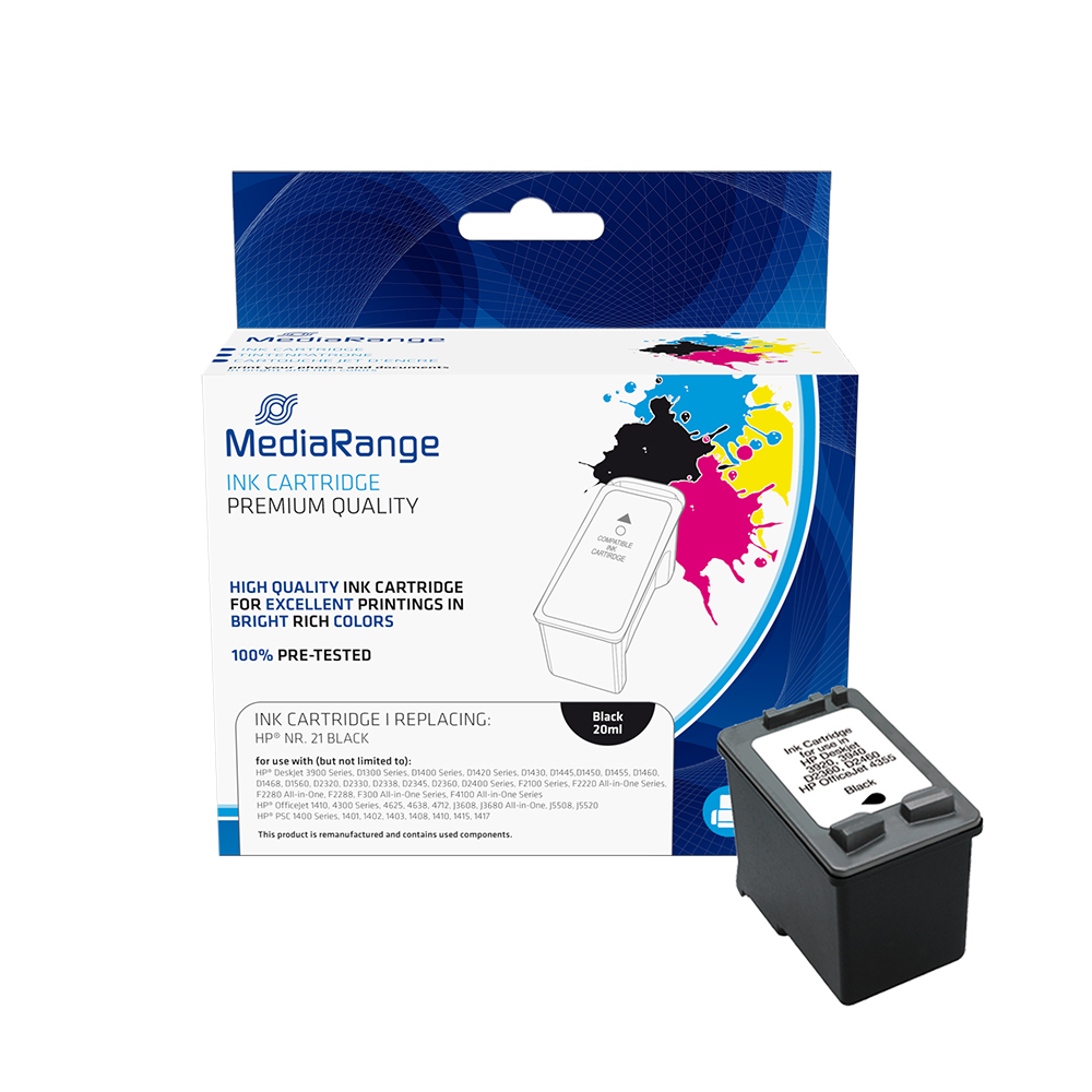 Inkjet MEDIARANGE Συμβατό για Εκτυπωτές HP (Black) (No.21XL) (C9351CE) (MRHP21BK)
