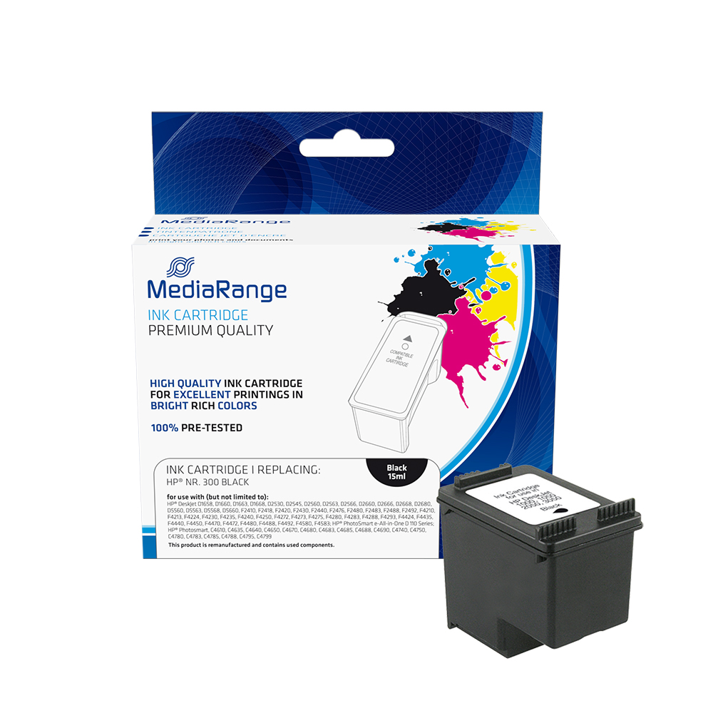 Inkjet MEDIARANGE Συμβατό για Εκτυπωτές HP (Black) (No.300XL) (CC641EE) (MRHP300BK)