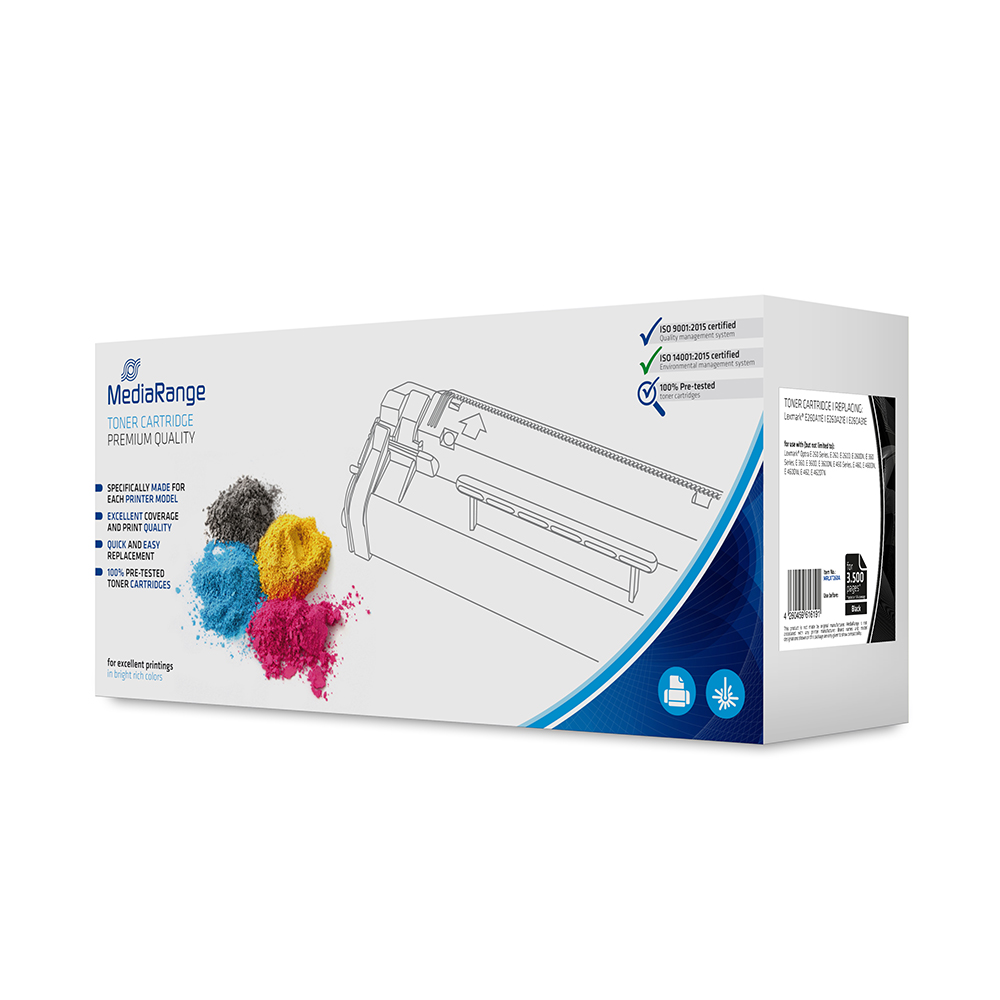 Toner MEDIARANGE Συμβατό για Εκτυπωτές Lexmark (Black) E260A11E/E260A21E/E260A31E (MRLXT260A)