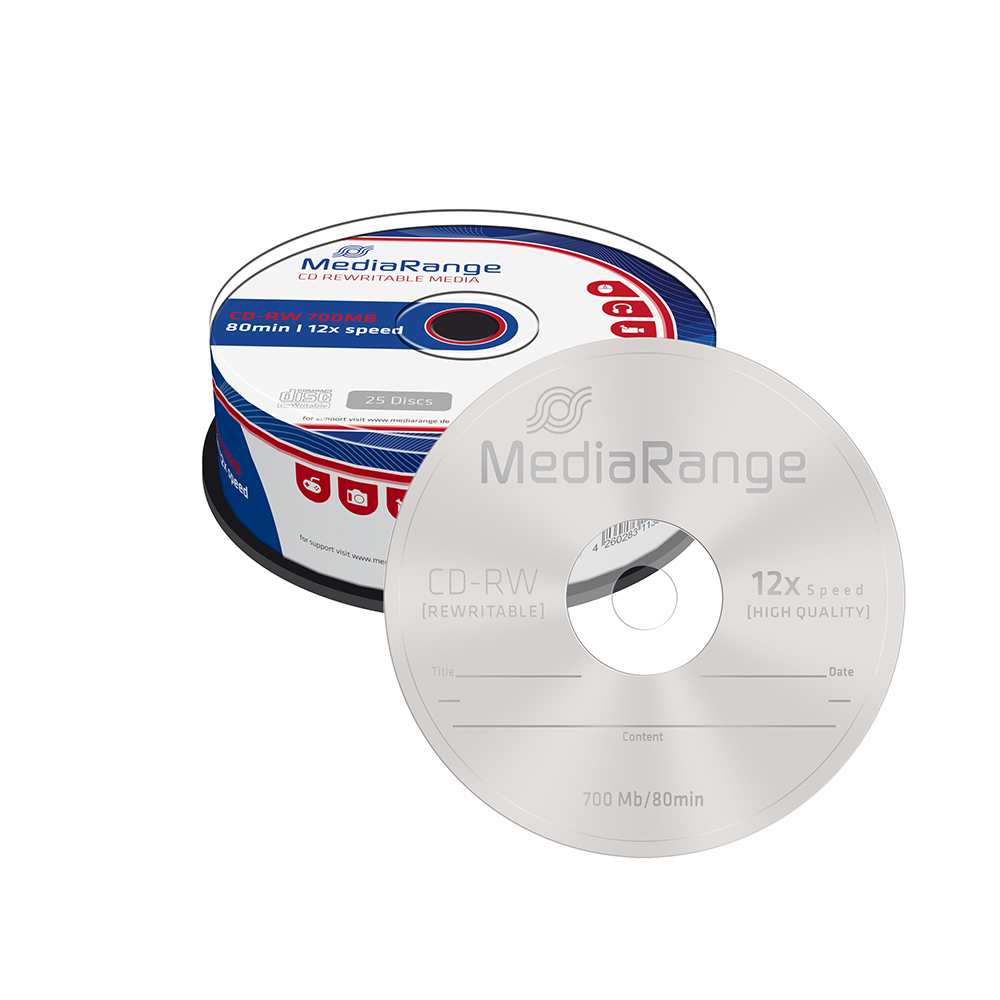 MediaRange CD-RW 80' 700MB 12x Cake Box x 25 (MR235-25)