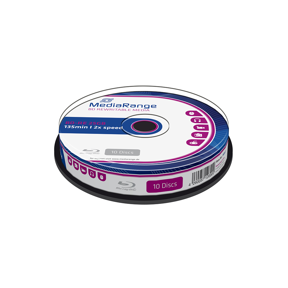 MediaRange BD-RE 25GB 2x Rewritable Cake Box x 10 (MR501)