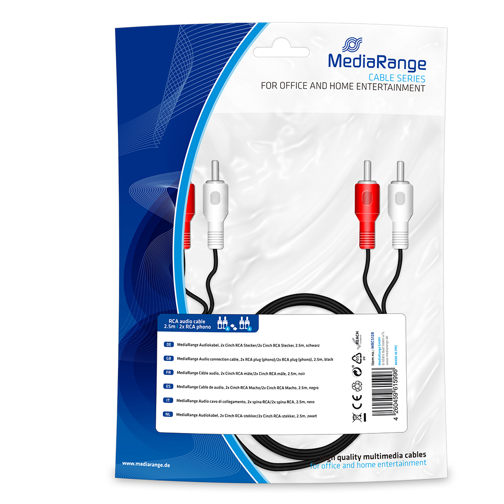 MediaRange Cable 2x RCA male - 2x RCA male 2.5m (MRCS128)