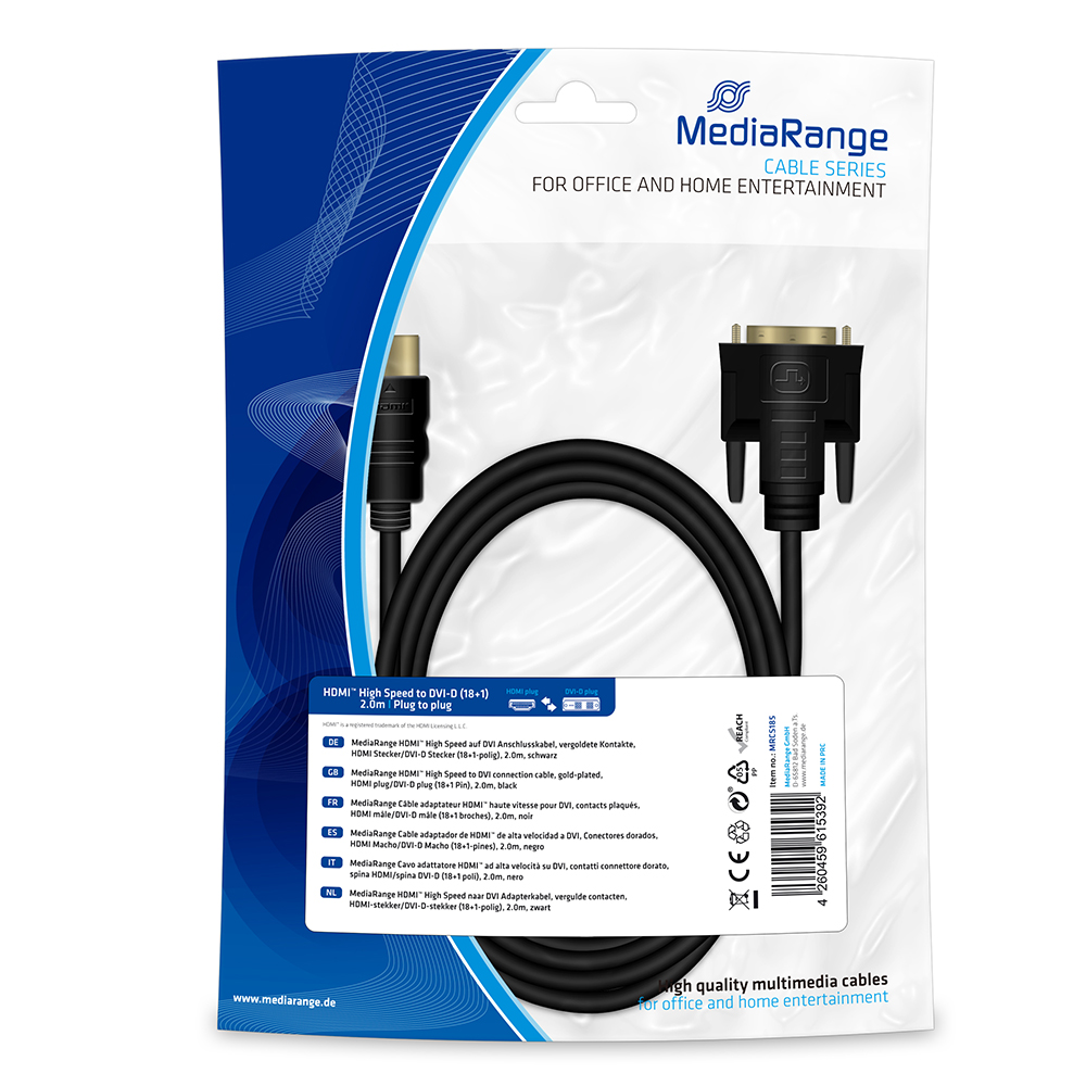 MediaRange Cable DVI-D male - HDMI male 2m (MRCS185)