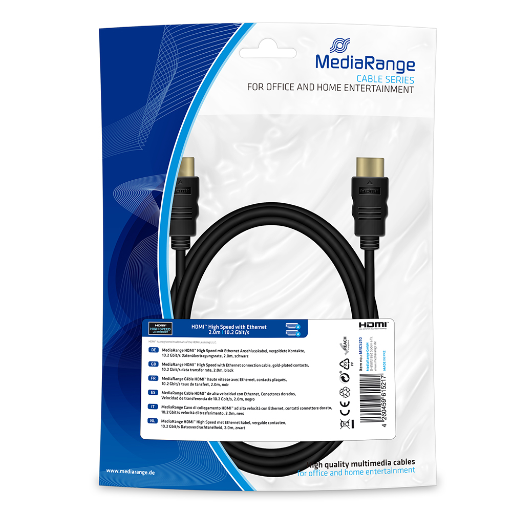MediaRange HDMI 1.4 Cable HDMI male - HDMI male 2m Μαύρο