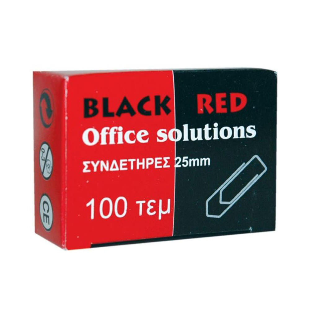 Συνδετήρες Μεταλλικοί BLACK-RED No 4 (Ασημί) (100 Τεμάχια) (BR301004)