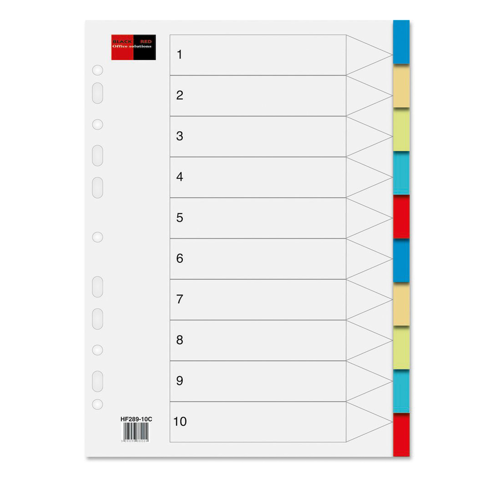Διαχωριστικά Πλαστικά A4 10 Θεμάτων BLACK RED Χρωματιστά (BR158210)