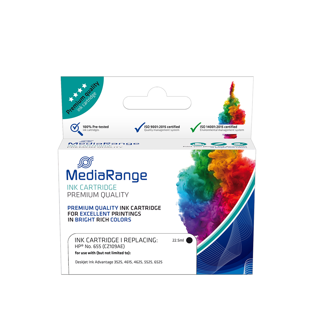 Inkjet MEDIARANGE Συμβατό για Εκτυπωτές HP (Black) (No.655) (CZ109AE) (MRHP655BK)