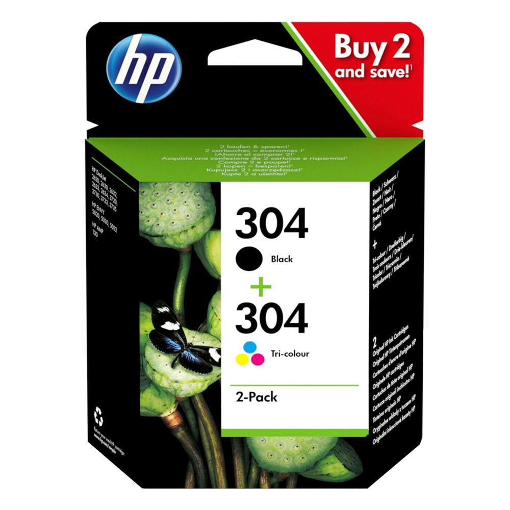 Γνήσιο Πακέτο Μελανιών Εκτυπωτή InkJet HP 304  (3JB05AE) Πολλαπλό (Color) / Μαύρο