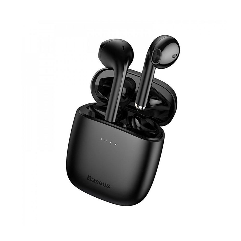 Baseus W04 Pro Earbud Bluetooth Handsfree Ακουστικά με Αντοχή στον Ιδρώτα και Θήκη Φόρτισης Μαύρα