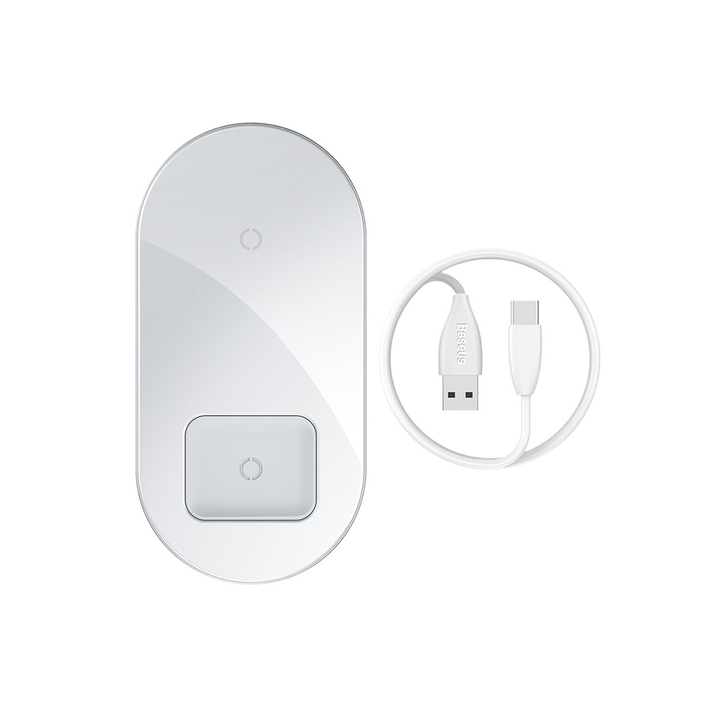 Baseus Qi Pad Wireless Charger Simple 2in1 Άσπρο (WXJK-02) (BASWXJK-02)