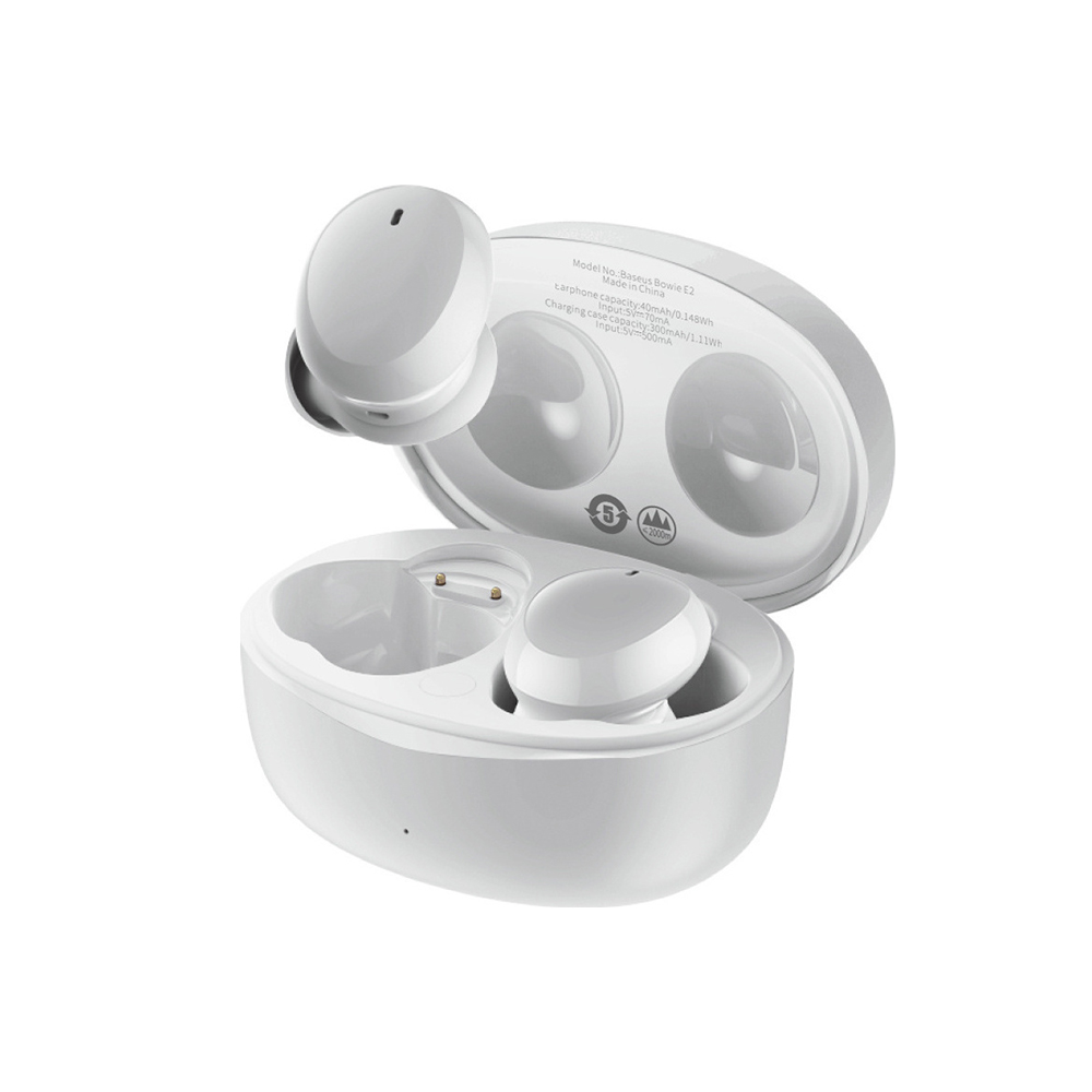 Baseus Bowie E2 In-ear Bluetooth Handsfree Ακουστικά με Θήκη Φόρτισης Λευκά