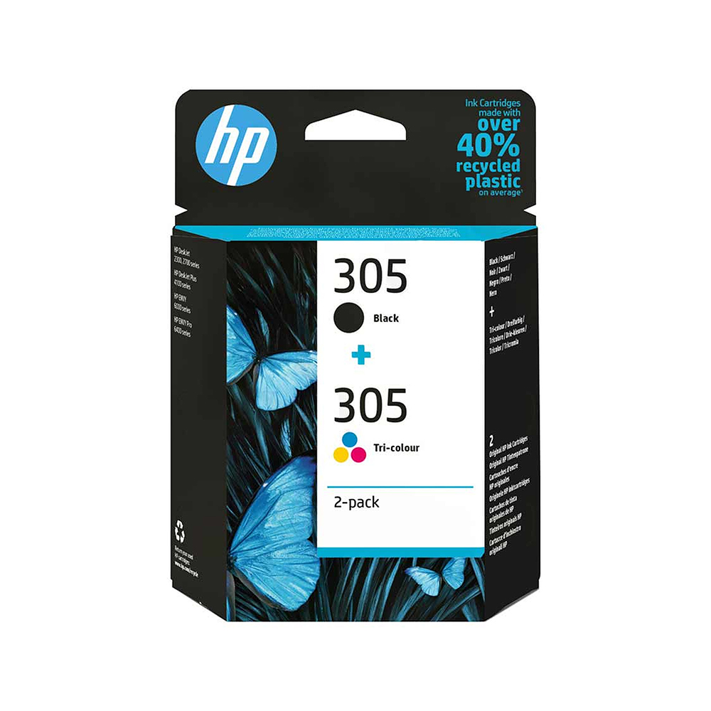Γνήσιο Πακέτο 2 Μελανιών Εκτυπωτή InkJet HP 305 (6ZD17AE) Color / Black 