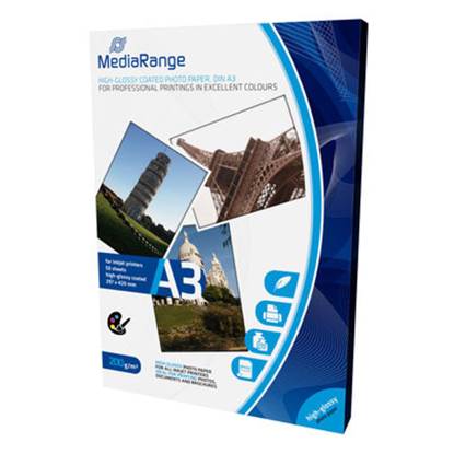 Φωτογραφικό Χαρτί MediaRange για Inkjet Εκτυπωτές A3 High-Glossy 200g/m²  50 Φύλλα