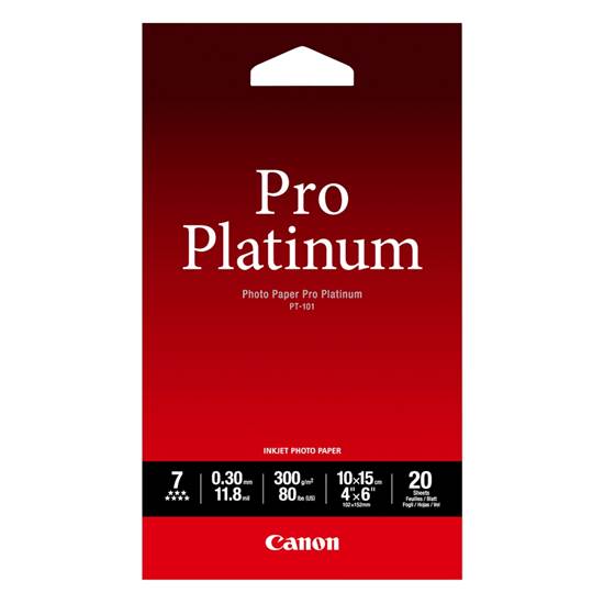 Φωτογραφικό Χαρτί Pro Platinum CANON A6 Glossy 300g/m² 20 Φύλλα (2768B013)