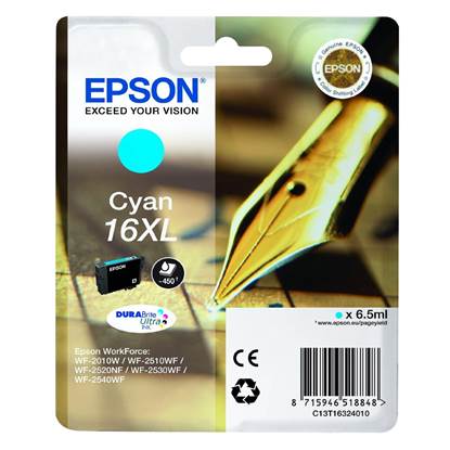 Epson Μελάνι Inkjet No.16 XL Cyan (C13T16324012)