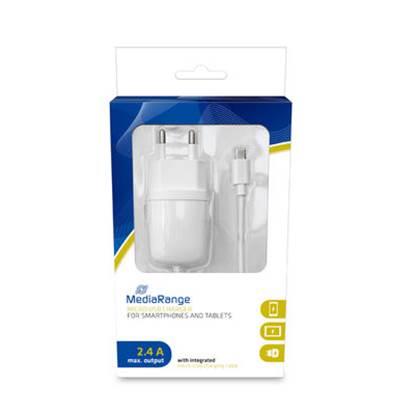 MediaRange Φορτιστής 2.4A για smartphones και συσκευές με Micro USB (Λευκό)
