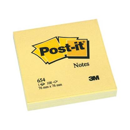 Αυτοκόλλητα Χαρτάκια 3M Post-it 76 x 76 mm (Κίτρινα) (100 Φύλλα) (654GE)