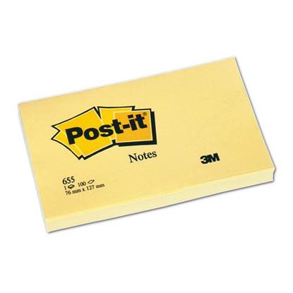 Αυτοκόλλητα Χαρτάκια 3M Post-it 76 x 127 mm (Κίτρινα) (100 Φύλλα) (655)