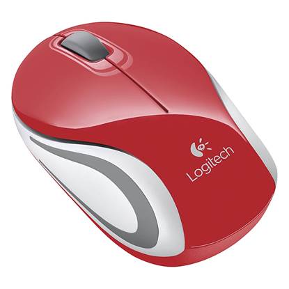 Logitech M187 Mini Optical Mouse (Red, Wireless)