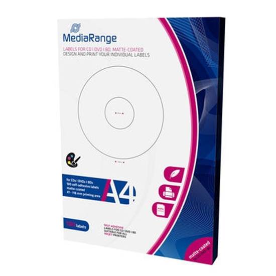 MediaRange Labels for CD/DVD/BD 41-118mm Matte (100 Pack)