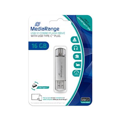 MediaRange USB 3.1 Combo Flash Drive with USB Type-C™ plug, 16GB