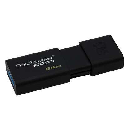 Kingston Data Traveler 100 G3 64GB USB 3.0 Flash Drive (Black) (DT100G3/64GB) (KINDT100G3/64GB)