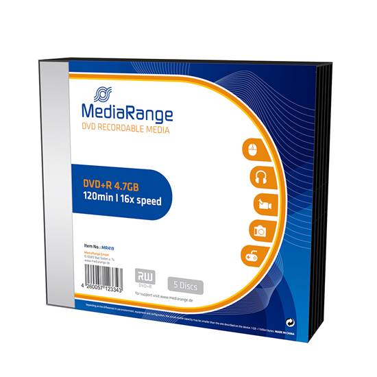 MediaRange DVD-R 120' 4.7GB 16x Slim Case x 5 (MR419)