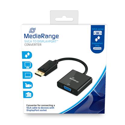 MediaRange SVGA to DisplayPort converter, VGA socket/DP plug, 15cm, black (MRCS173)