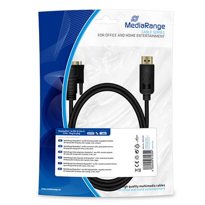 Καλώδιο MediaRange DisplayPort to DVI connection, gold-plated contacts, DP plug /DVI-D plug (24+1 Pin), 2.0m, black (MRCS199)
