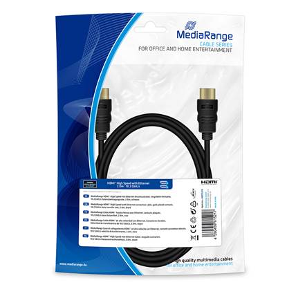 Καλώδιο MediaRange HDMI High Speed with Ethernet connection, gold-plated contacts, 10.2 Gbit/s data transfer rate, 2.0m, black (MRCS210)