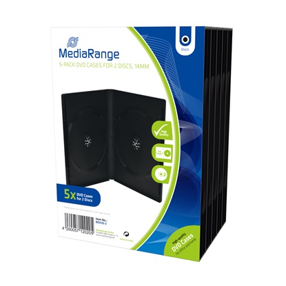 MediaRange DVD Case for 2 discs 14mm Black Pack 5  (MRBOX30-2)