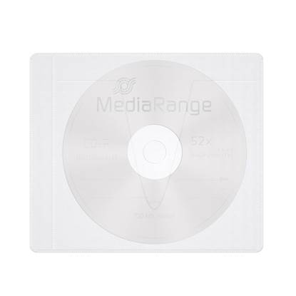 MediaRange Adhesive-backed fleece Sleeves for 1 disc White/semi-clear, Pack 50  (MRBOX69-50)