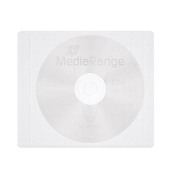 MediaRange Adhesive-backed fleece Sleeves for 1 disc White/semi-clear, Pack 50  (MRBOX69-50)