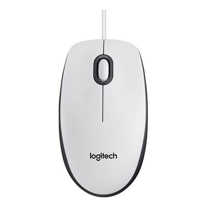 Logitech M100 Optical Mouse (White, Wired) (910-005004) (LOGM100WH)