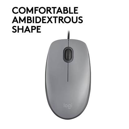 Logitech M110 Optical Mouse (Gray, Wired) (910-005490)