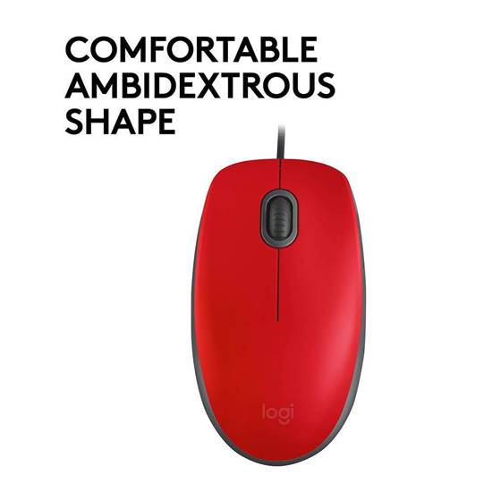 Logitech M110 Optical Mouse (Red, Wired) (910-005489)