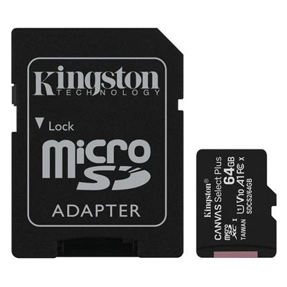 Kingston Micro Secure Digital 64GB microSDXC Canvas Select Plus 80R CL10 UHS-I Card + SD Adapter (SDCS2/64GB)