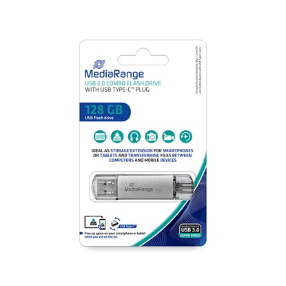 MediaRange USB 3.1 Combo Flash Drive with USB Type-C™ plug, 128GB (MR938)