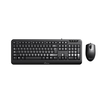 MediaRange Corded Keyboard & 3-button mouse set, Wired (Black) (MROS108-GR)