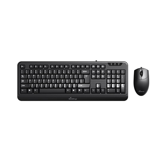 MediaRange Corded Keyboard & 3-button mouse set, Wired (Black) (MROS108-GR)